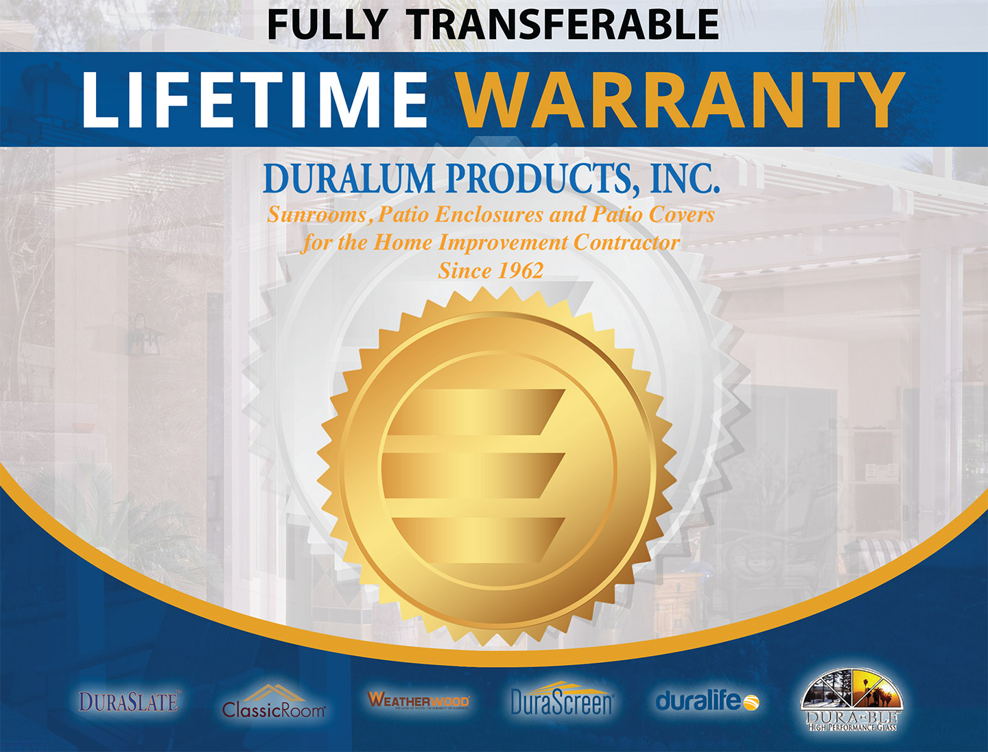 Duralum Lifetime Warranty - Front View